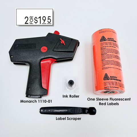 Monarch 1110-01 Pricing Gun - Includes (1) Sleeve of Fl Red Labels + Label Scraper