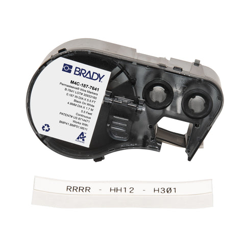 Brady - 0.187" Dia PermaSleeve Low Smoke Zero Halogen Heat Shrink Labels with Ribbon for M4 M5 Printers