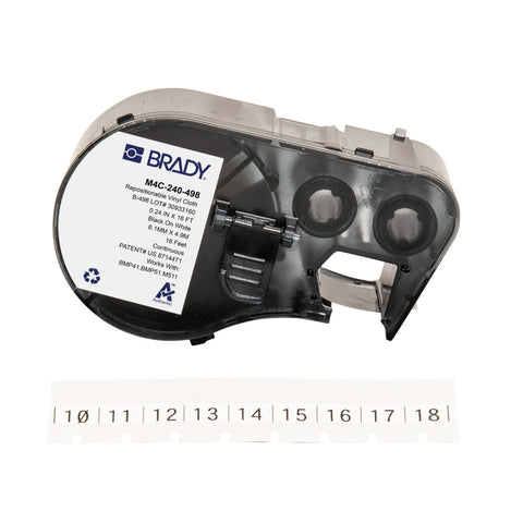 Brady -0.24" Repositionable Multi-Purpose Vinyl Cloth Terminal Block Labels with Ribbon for M4 M5 Printers