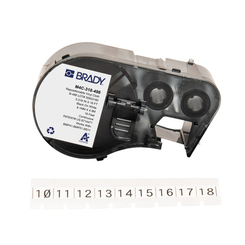 Brady -0.375" Repositionable Multi-Purpose Vinyl Cloth Terminal Block Labels with Ribbon for M4 M5 Printers