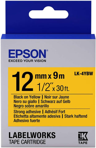 Epson LabelWorks™ 1/2" Black on Yellow Tape LK-4YBW