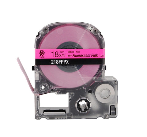 Epson 3/4" Black on Fluorescent Pink Tape - 218FPPX
