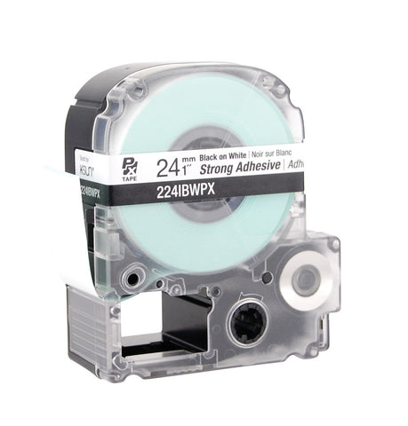 K-Sun 1" Black on White "Strong Adhesive" Tape - 224IBW