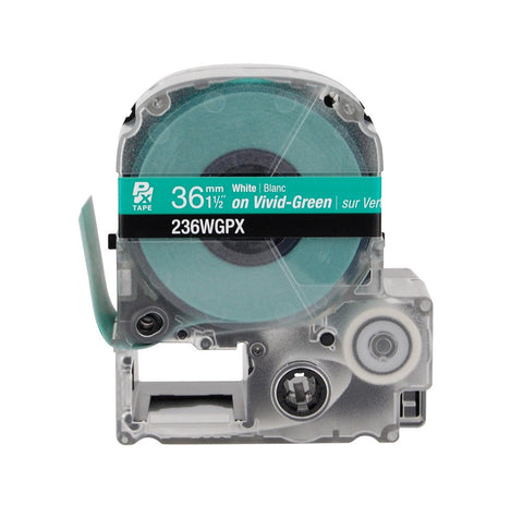 Epson 1-1/2" White on Green Tape - 236WGPX