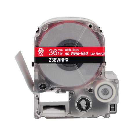 Epson 1-1/2" White on Red Tape - 236WRPX