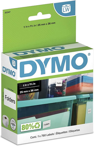 Dymo 30347 White Book Spine Labels 1" X 1 1/2"