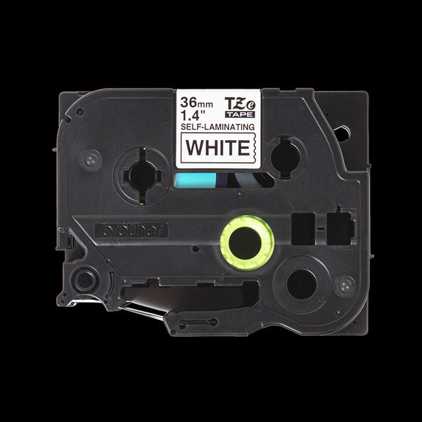 Brother 36mm Self-Laminated Black on White Tape - TZeSL261