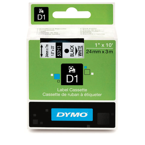 Dymo 1" Black on White D1 Tape - 53713