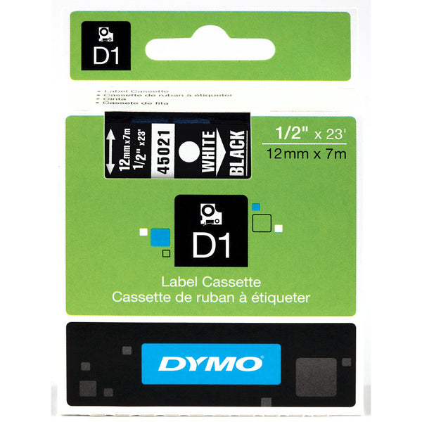 Ruban Laminé pour Etiqueteuses Dymo D1 45021 12 mm LabelManager™ Blanc Ruban Laminé pour Etiqueteuses Dymo D1 45021 12 mm LabelManager™ Blanc
