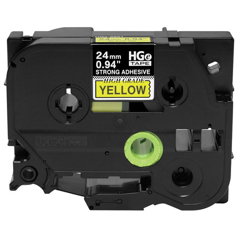 Brother 1" Black on Yellow Extra-Strength Adhesive Tape (5-Pack) - HGeS6515PK