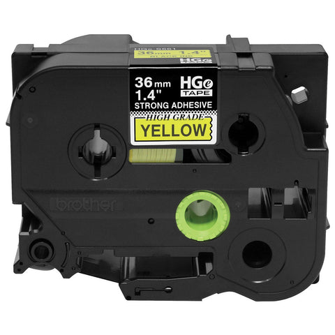 Brother 1 1/2" Black on Yellow Extra-Strength Adhesive Tape (5-Pack) - HGeS6615PK