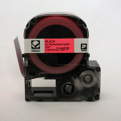 K-Sun 3/4" Black on Fluorescent Pink Tape - 218FP