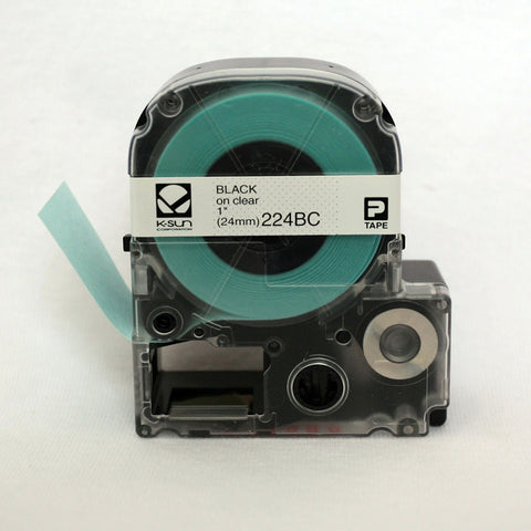 K-Sun 1" Black on Clear Tape - 224BC