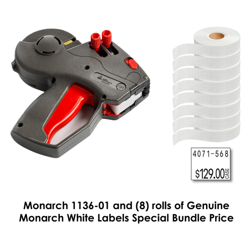 Monarch 1136-01 Label Gun - Includes (8) rolls of white labels