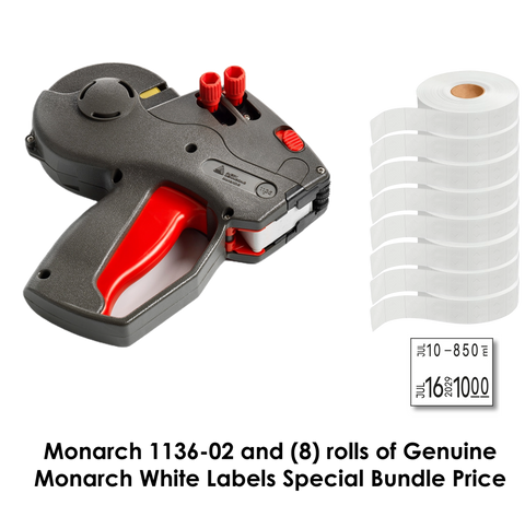 Monarch 1136-02 Label Gun - Date & Time Coding -  Includes (8) rolls of white labels