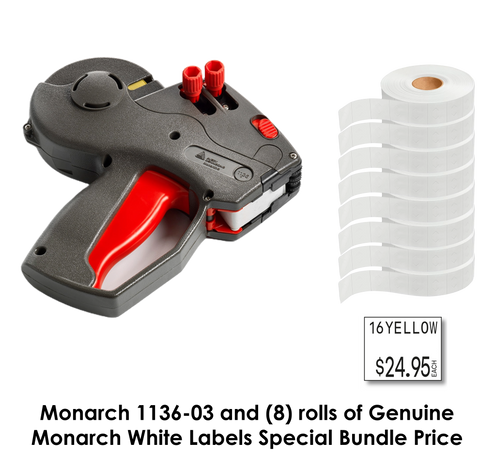Monarch 1136-03 Label Gun "Alpha/Numeric" - Includes (8) rolls of white labels