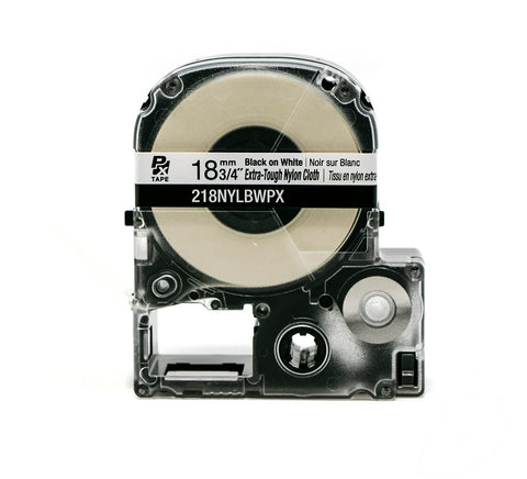 Epson 3/4" Black on White Extra-Tough Nylon Tape - 218NYLBWPX