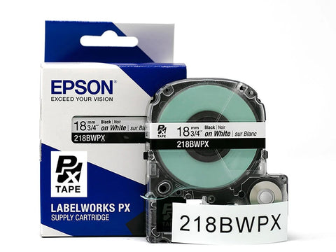 Epson 3/4" Black on White Tape - 218BWPX