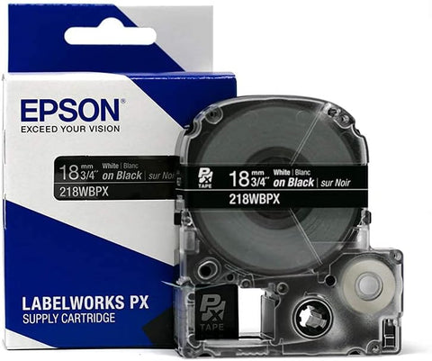 Epson 3/4" White on Black Tape - 218WBPX