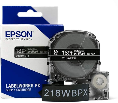 Epson 3/4" White on Black Tape - 218WBPX