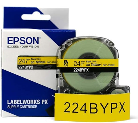 Epson 1" Black on Yellow Tape - 224BYPX