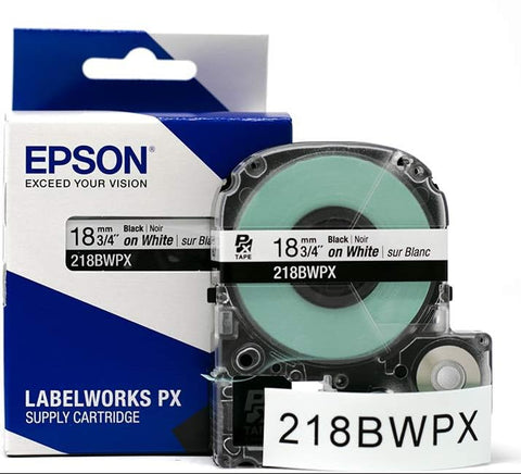 Epson 3/4" Black on White Tape - 218BWPX