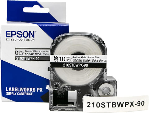 Epson 3/8" Black on White Shrink Tube - 210STBWPX-90