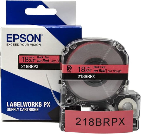 Epson 3/4" Black on Red Tape - 218BRPX