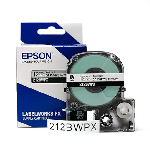 Epson 1/2" Black on White Tape - 212BWPX