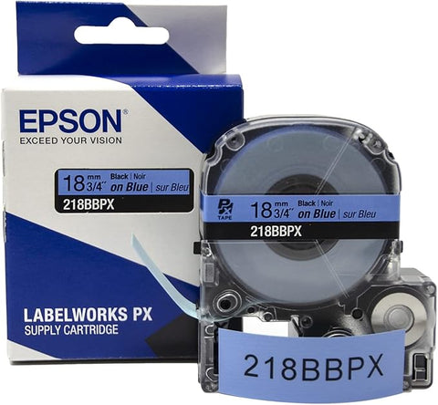 Epson 3/4" Black on Blue Tape - 218BBPX
