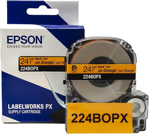 Epson 1" Black on Orange Tape - 224BOPX