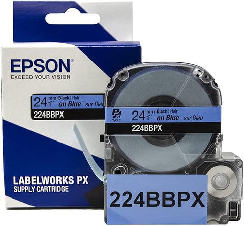 Epson 1" Black on Blue Tape - 224BBPX