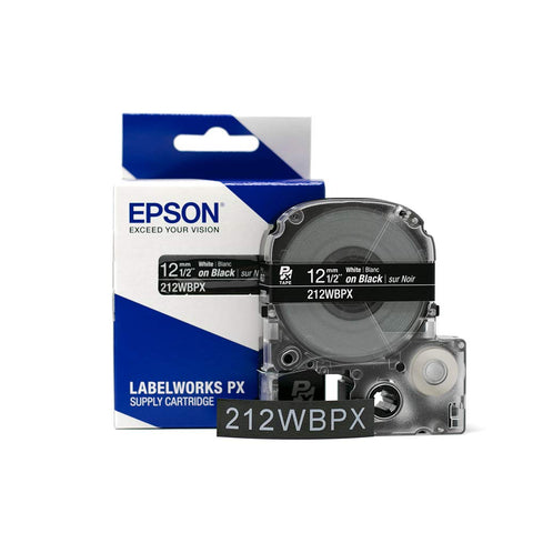 Epson 1/2" White on Black Tape - 212WBPX