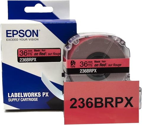 Epson 1-1/2" Black on Red Tape - 236BRPX