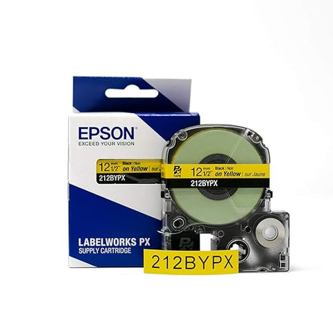 Epson 1/2" Black on Yellow Tape - 212BYPX