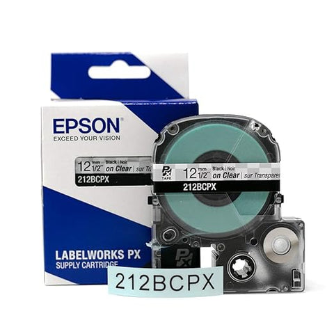 Epson 1/2" Black on Clear Tape - 212BCPX