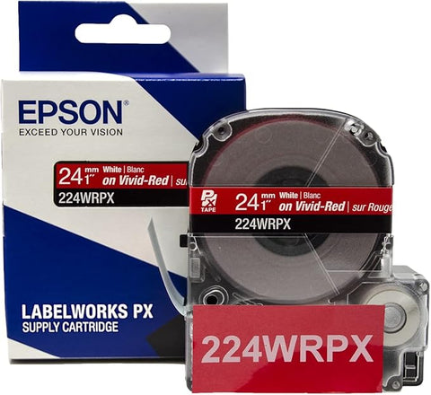 Epson 1" White on Red Tape - 224WRPX