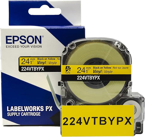 Epson 1" Black on Yellow Vinyl Tape - 224VTBYPX