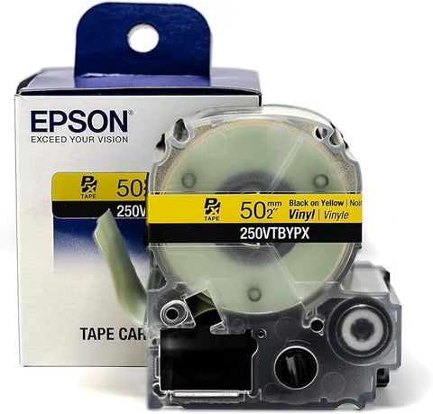 Epson 2" Black on Yellow Vinyl Tape - 250VTBYPX