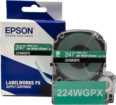 Epson 1" White on Green Tape - 224WGPX