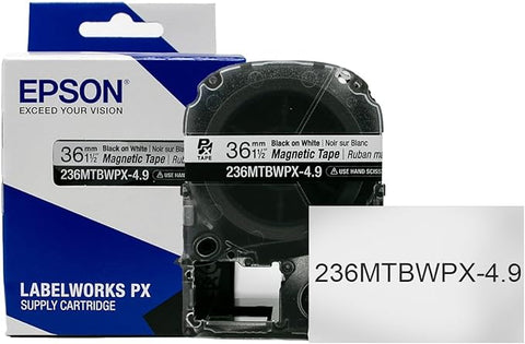 Epson 1-1/2" Black on White "Magnet" Tape - 236MTBWPX