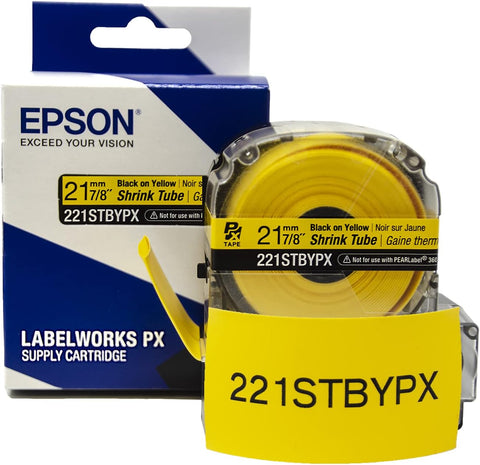 Epson 7/8" Black on Yellow Shrink Tube - 221STBYPX