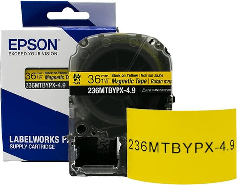 Epson 1-1/2" Black on Yellow "Magnet" Tape - 236MTBYPX-4.9