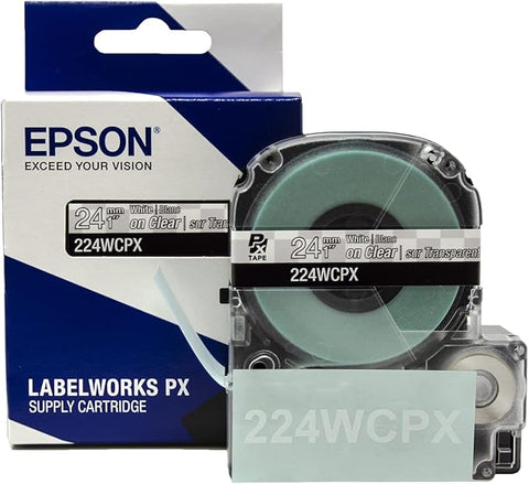 Epson 1" White on Clear Tape - 224WCPX