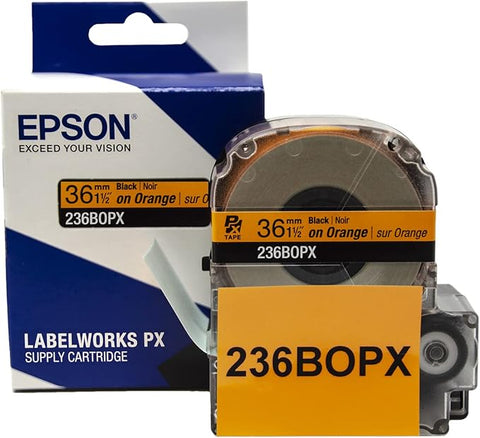 Epson 1-1/2" Black on Orange Tape - 236BOPX
