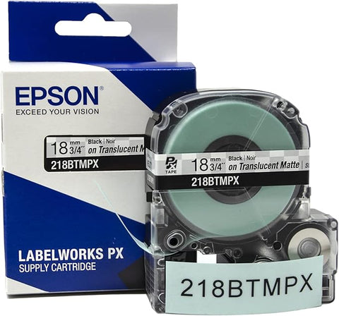 Epson 3/4" Black on "Matte" Clear Tape - 218BTMPX