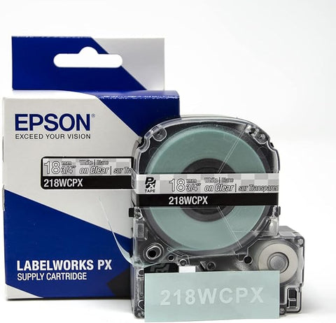 Epson 3/4" White on Clear Tape - 218WCPX