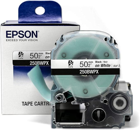 Epson 2" Black on White Tape - 250BWPX