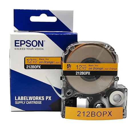 Epson 1/2" Black on Orange Tape - 212BOPX