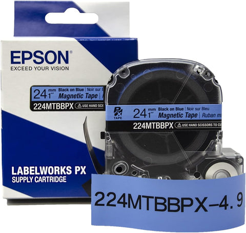 Epson 1" Black on Blue "Magnet" Tape - 224MTBBPX